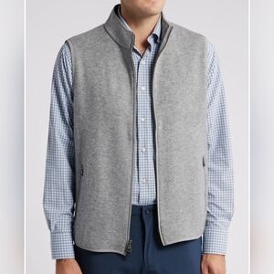 Peter Millar Gray Classic Crown Flex Fleece Wool Vest Size Large